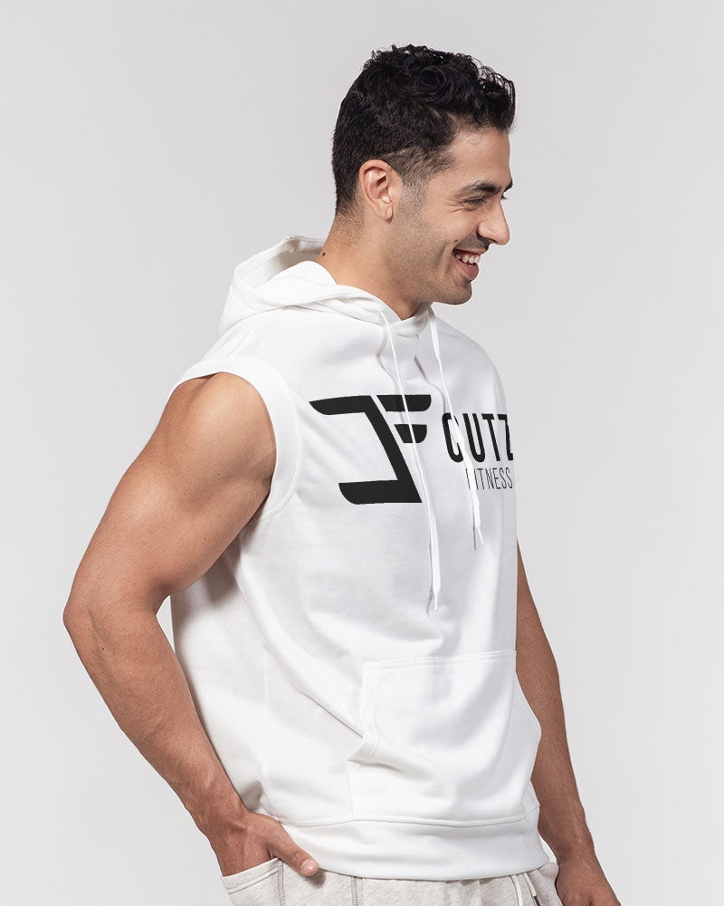 Gym.shark White Sleeveless Deepcut Hoodie - Branded Armcut Hoodie for Gym  Wear Men Active Wear 95% Cotton